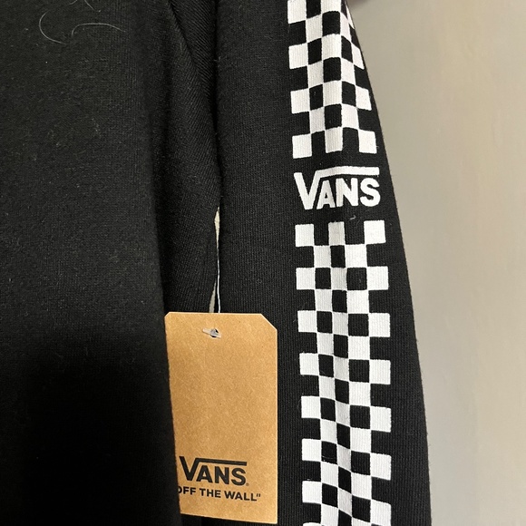 OFF THE WALL VANS FUNDAY HOODIE DRESS BLACK WITH PLAID ACCENTS SWEATER NWT - Picture 4 of 6